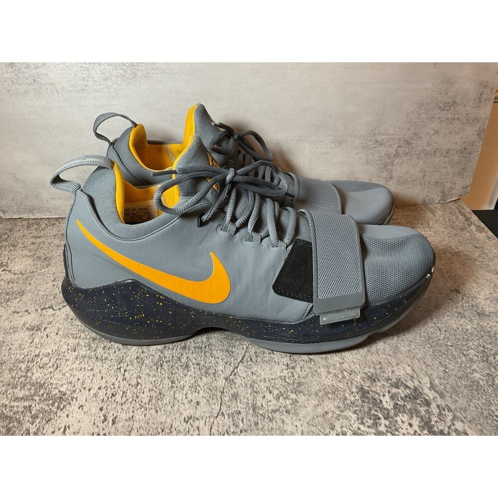 Nike PG 1 Paul George Sneakers Men’s Size 12 Dark Gray/blue & Yellow Rare